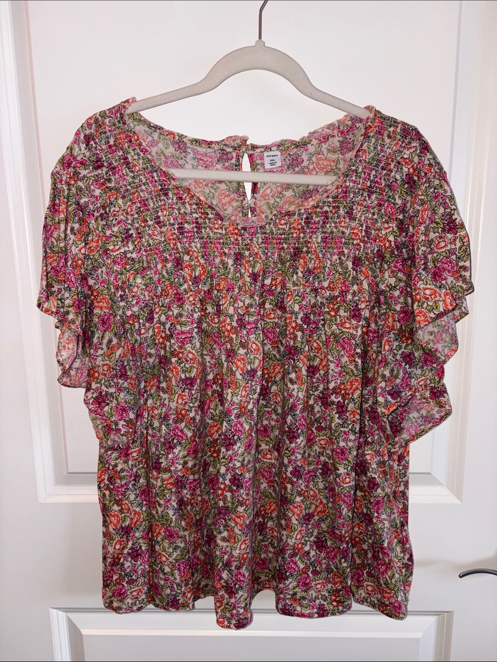 Old Navy Floral Smocked Ruffle Sleeve Blouse